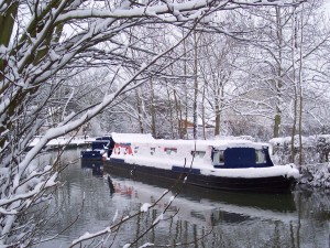 Disabled Canal Boat - Winter Snow
