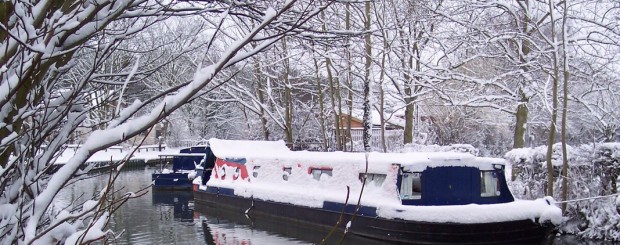 Disabled Canal Boat - Winter Snow