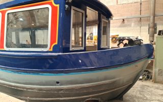 Stages of the boat building for CanalAbility's new accessible electric canal boat May 2026